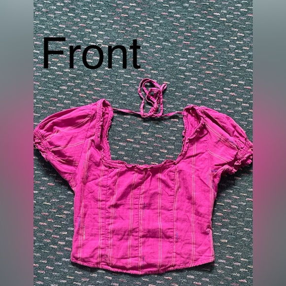 Free People Tops - Free people pink puff sleeve top
